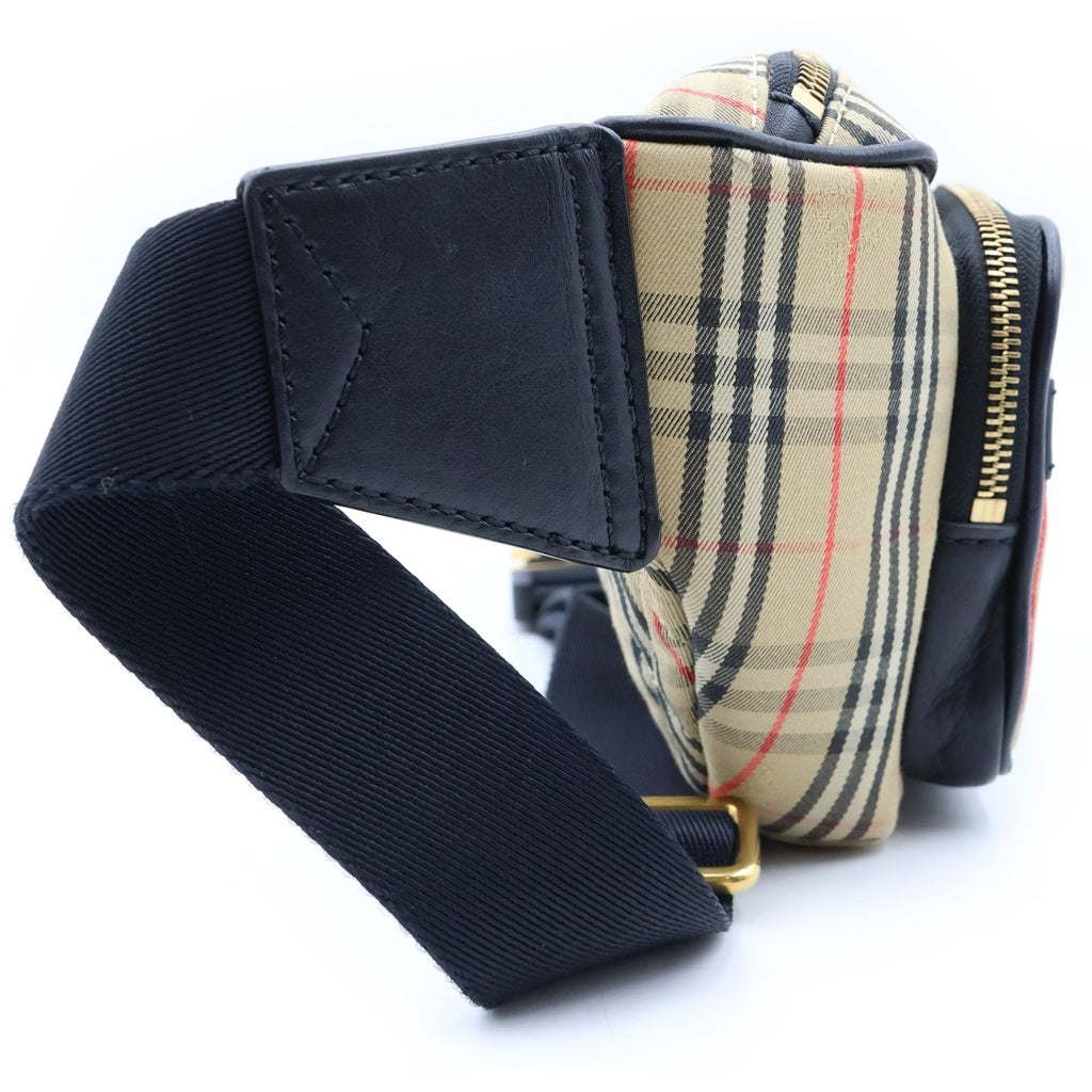 BURBERRY BLACK LABEL(バーバリー ブラックレーベル) ノバチェック 1983 チェックリンク レザー メッセンジャーバッグ ベージュ レディース