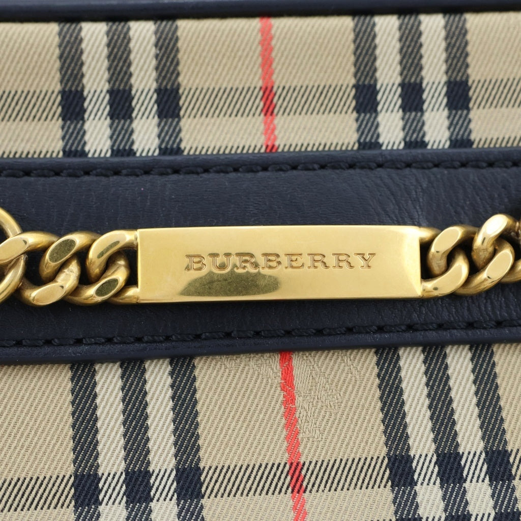 BURBERRY BLACK LABEL(バーバリー ブラックレーベル) ノバチェック 1983 チェックリンク レザー メッセンジャーバッグ ベージュ レディース