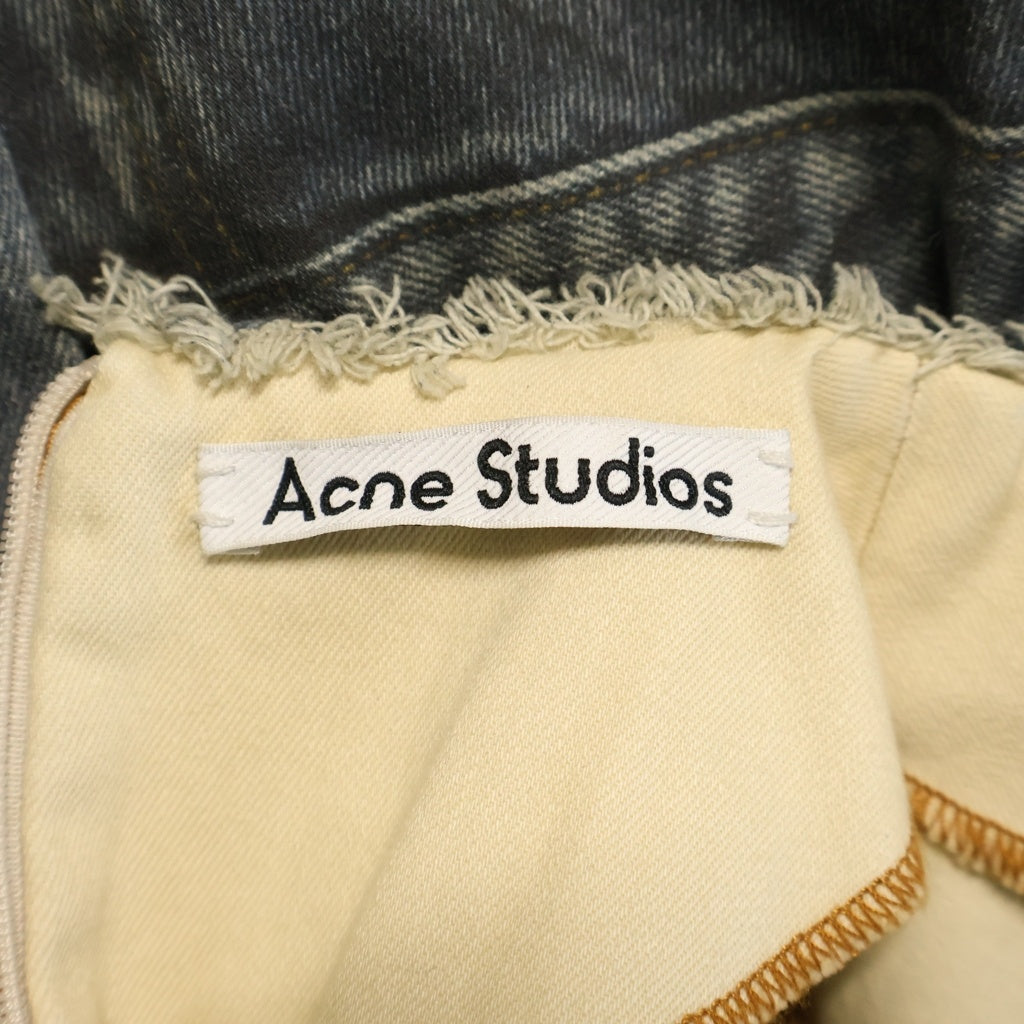 Acne Studios(アクネ ストゥディオズ) コットンブレンド デニム転写デザインミニドレス ブルー レディース FN-WN-DRES001124