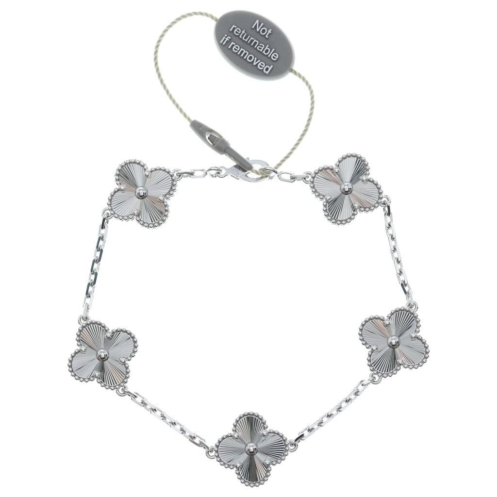 Van Cleef & Arpels(ヴァンクリーフアンドアーペル) ヴィンテージアルハンブラ ギヨーシェ 5モチーフ ブレスレット ホワイトゴールド Au750WG VCARP9XE00 レディース