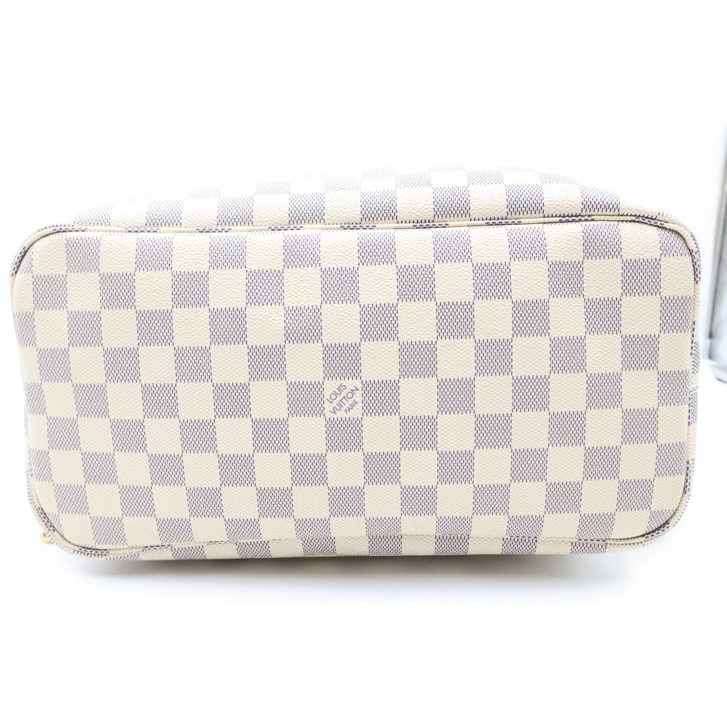 LOUIS VUITTON(ルイヴィトン) ダミエ・アズール ネヴァーフル MM トートバッグ ハンドバッグ アイボリー レザー×PVC N40603 ゴールド金具