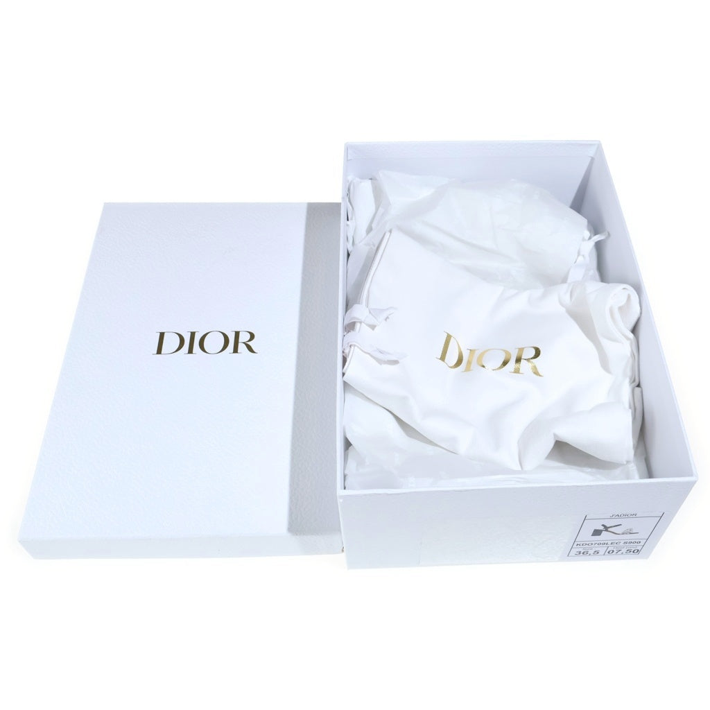 Christian Dior(クリスチャンディオール) ロゴリボンストラップ ヒールサンダル ブラック×ホワイト レディース
