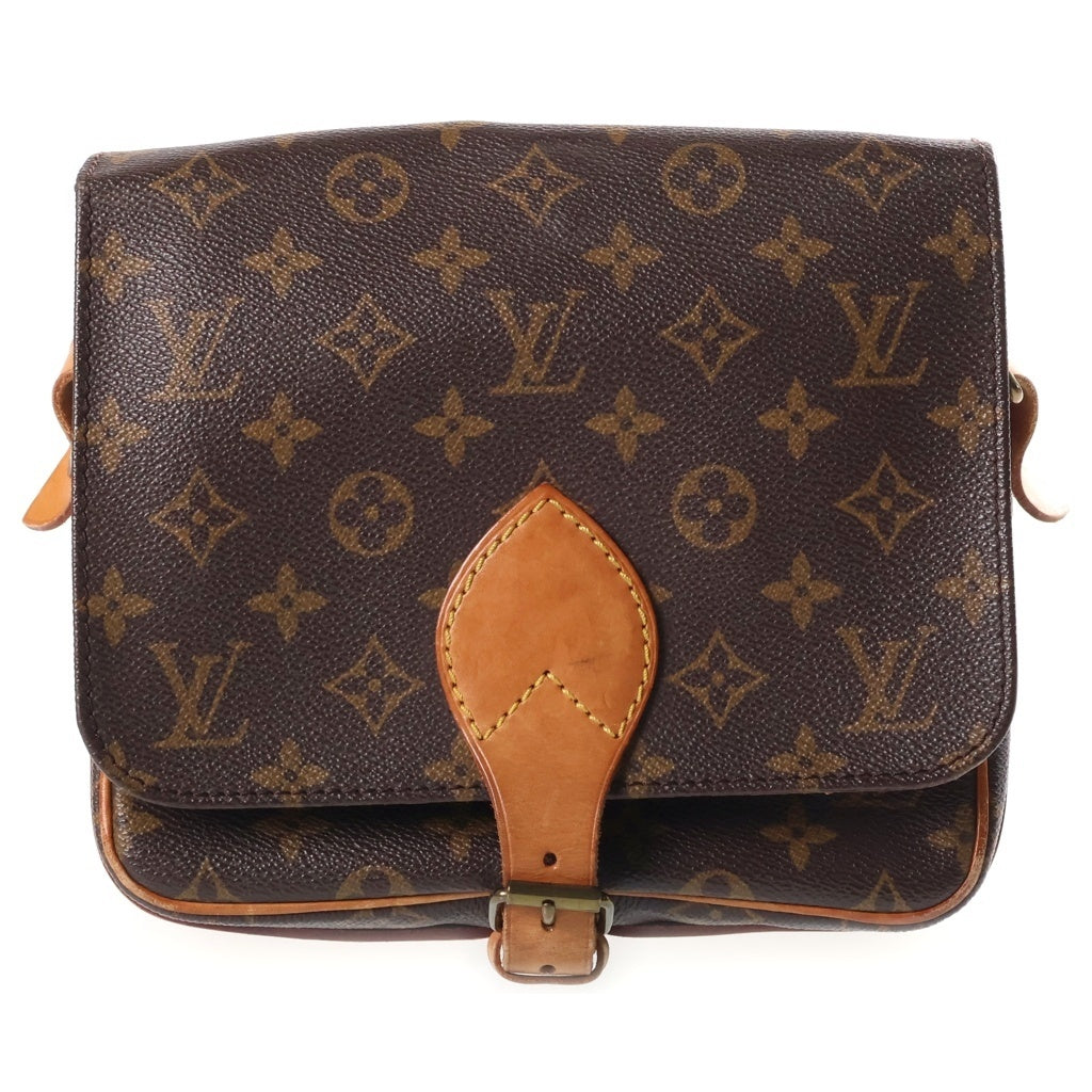 LOUIS VUITTON(ルイヴィトン) モノグラム カルトシエールMM ショルダーバッグ ブラウン レザー×PVC M51253 ゴールド金具 レディース