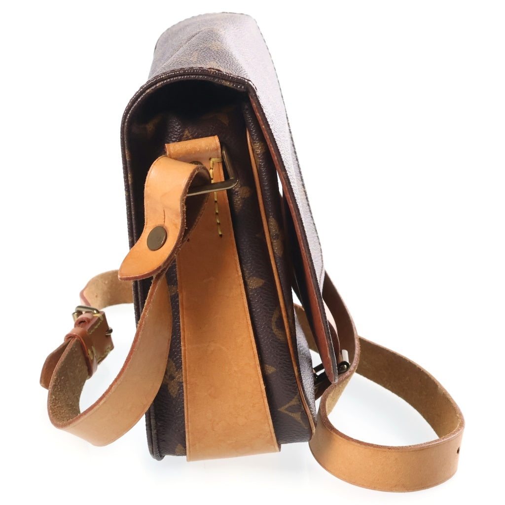 LOUIS VUITTON(ルイヴィトン) モノグラム カルトシエールMM ショルダーバッグ ブラウン レザー×PVC M51253 ゴールド金具 レディース