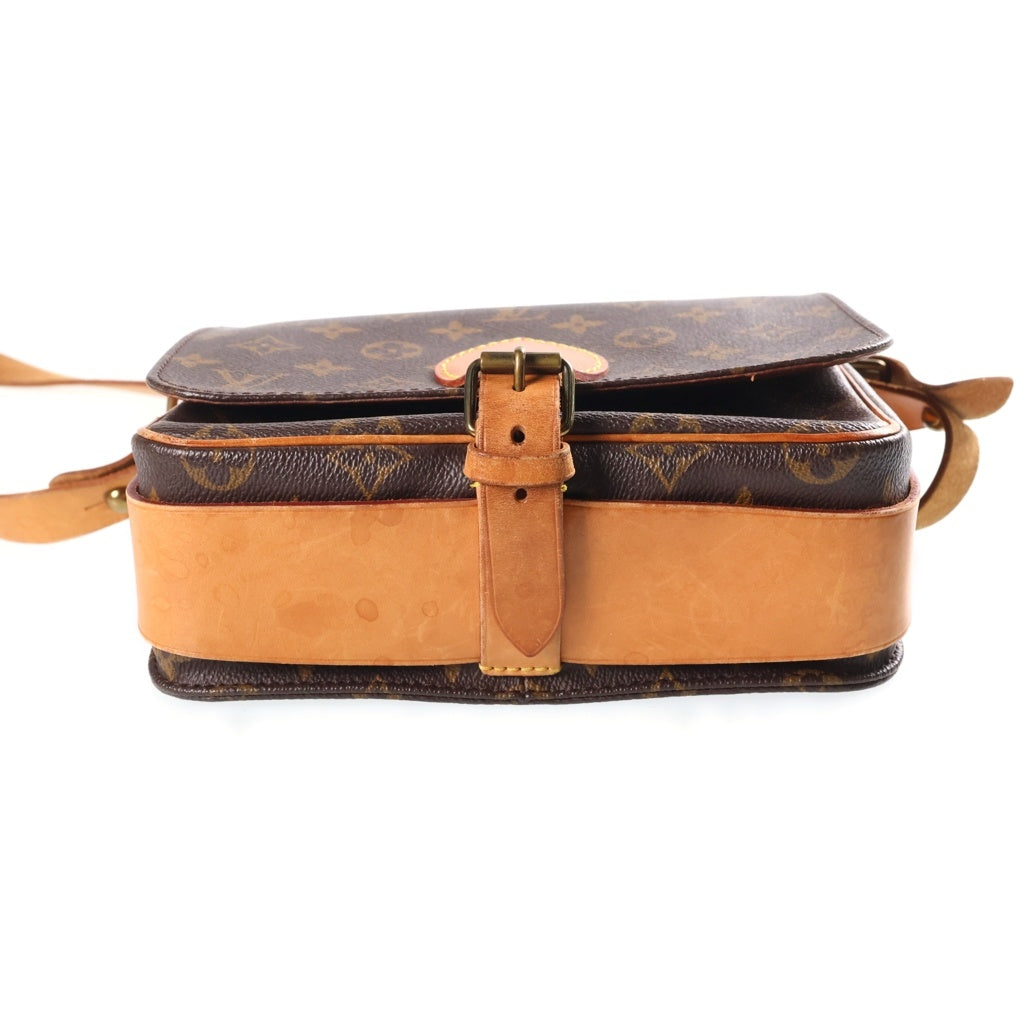 LOUIS VUITTON(ルイヴィトン) モノグラム カルトシエールMM ショルダーバッグ ブラウン レザー×PVC M51253 ゴールド金具 レディース