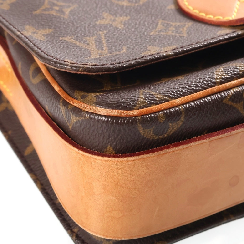 LOUIS VUITTON(ルイヴィトン) モノグラム カルトシエールMM ショルダーバッグ ブラウン レザー×PVC M51253 ゴールド金具 レディース