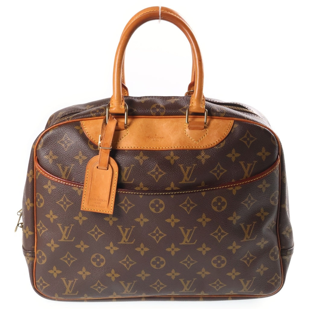 LOUIS VUITTON(ルイヴィトン) モノグラム ドーヴィル ハンドバッグ ブラウン レザー×PVC M47270 ゴールド金具 レディース