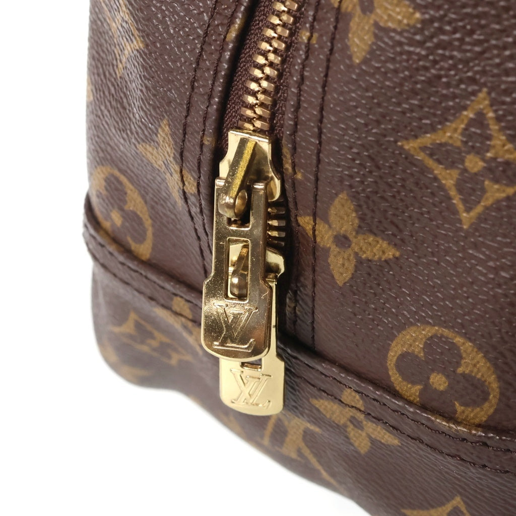 LOUIS VUITTON(ルイヴィトン) モノグラム ドーヴィル ハンドバッグ ブラウン レザー×PVC M47270 ゴールド金具 レディース