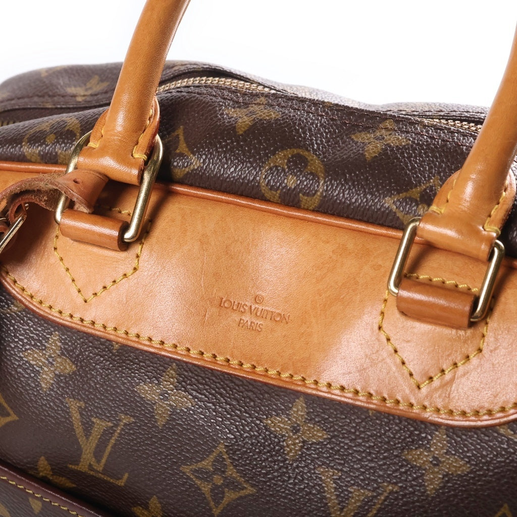 LOUIS VUITTON(ルイヴィトン) モノグラム ドーヴィル ハンドバッグ ブラウン レザー×PVC M47270 ゴールド金具 レディース