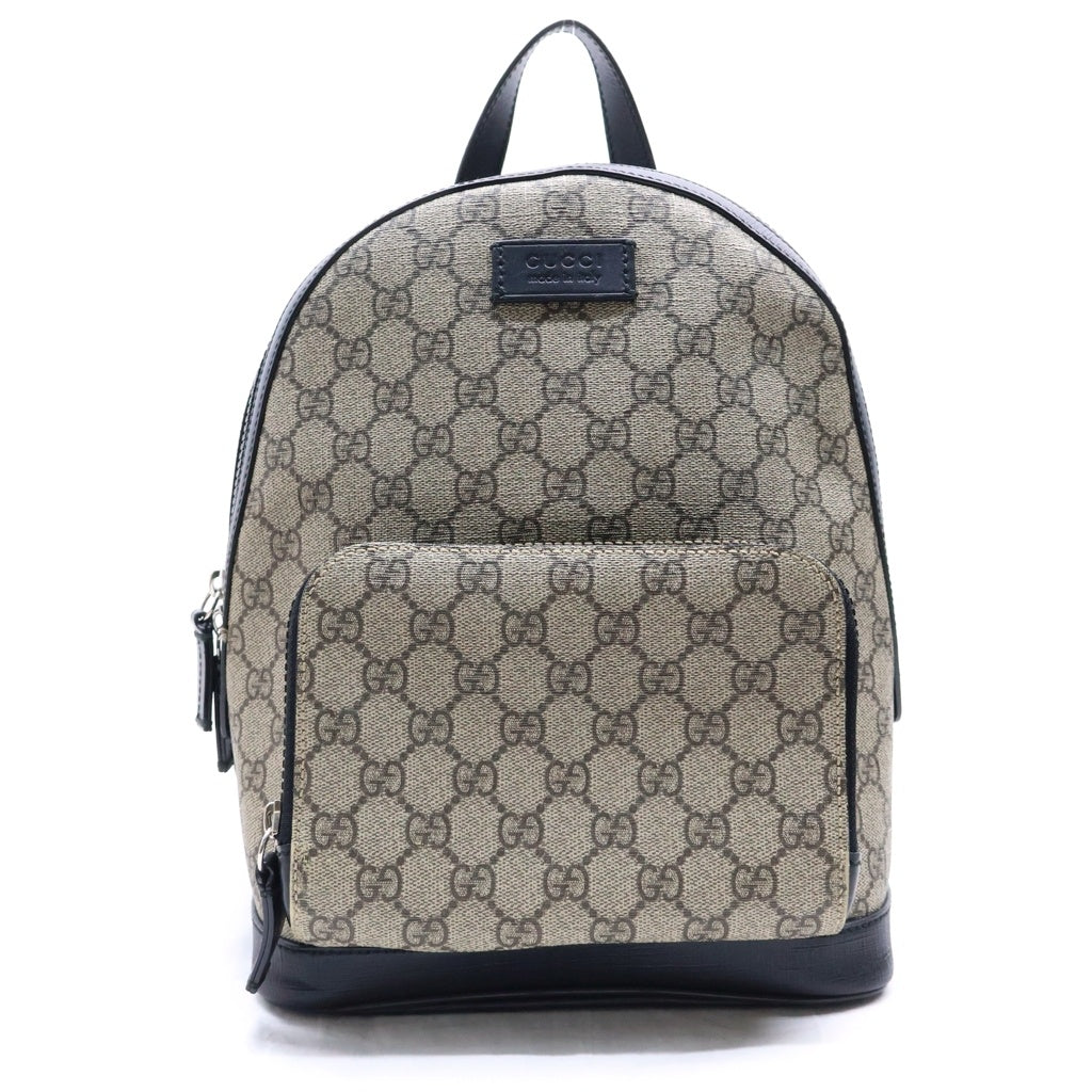 GUCCI(グッチ) GGスプリーム バックパック リュックサック ブラック×ベージュ レザー×PVC 429020 ブラック金具 レディース
