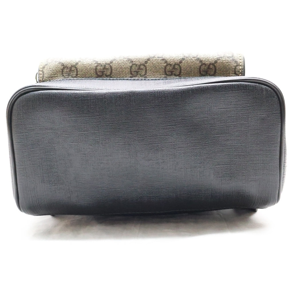 GUCCI(グッチ) GGスプリーム バックパック リュックサック ブラック×ベージュ レザー×PVC 429020 ブラック金具 レディース