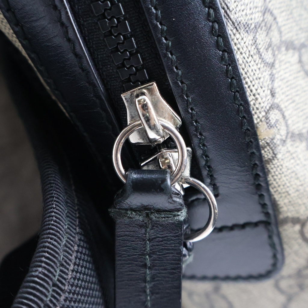 GUCCI(グッチ) GGスプリーム バックパック リュックサック ブラック×ベージュ レザー×PVC 429020 ブラック金具 レディース
