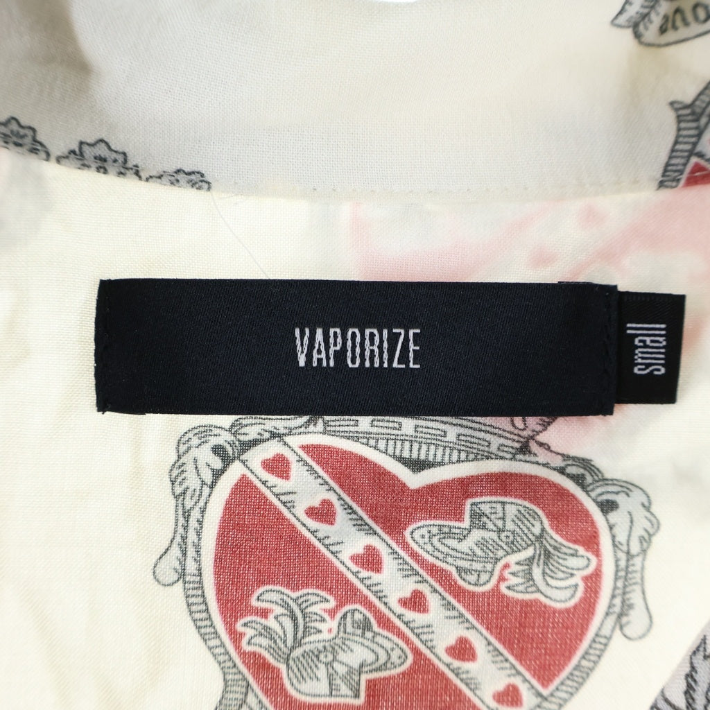VAPORIZE(ヴァイパライズ) ハート柄 フロントポケット オープンカラー半袖シャツ ホワイト×レッド 11-01-0254-052