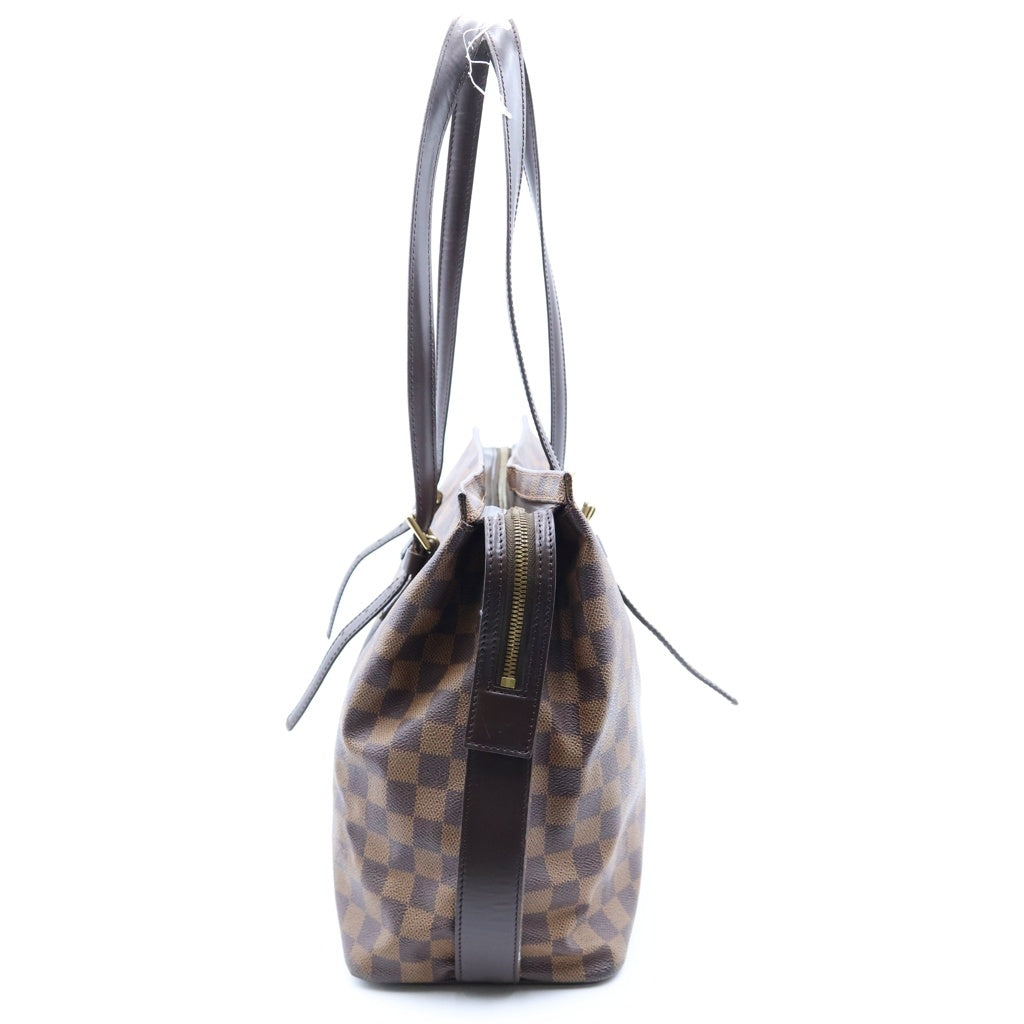 LOUIS VUITTON(ルイヴィトン) ダミエ チェルシー ハンドバッグ トートバッグ ブラウン レザー×PVC N51119 ゴールド金具 レディース