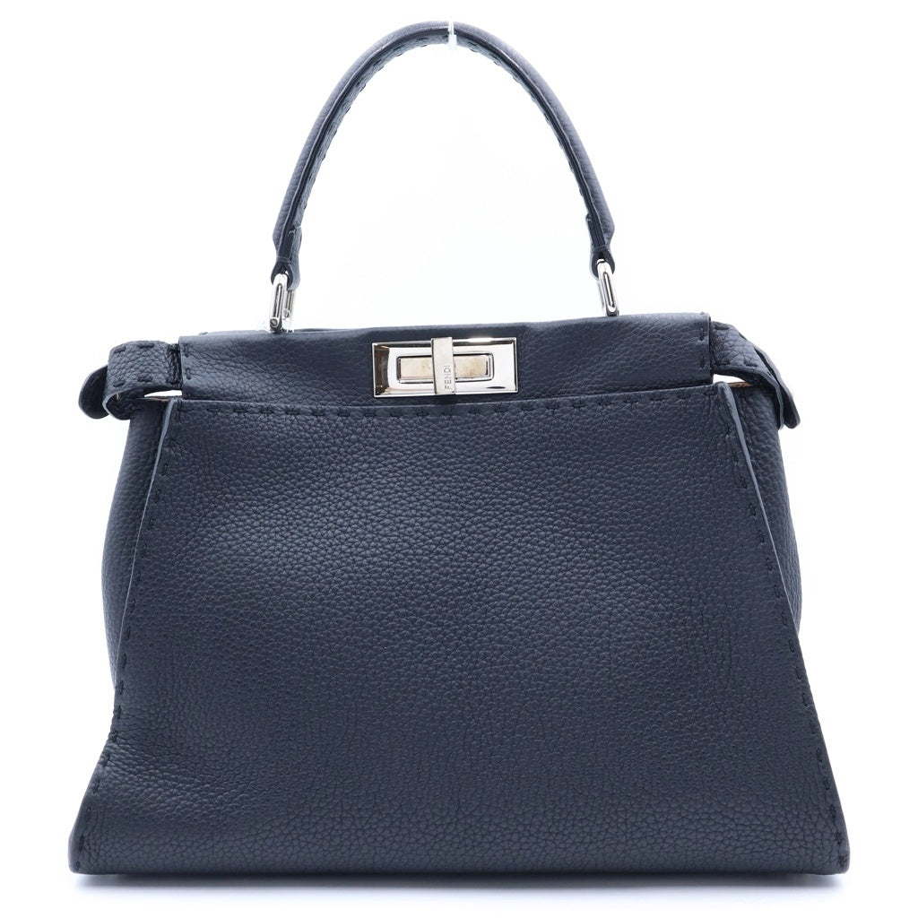 FENDI(フェンディ) ピーカブー セレリア ミディアム レギュラー 2WAYハンドバッグ ショルダーバッグ ブラック レザー 8BN290 シルバー金具 レディース