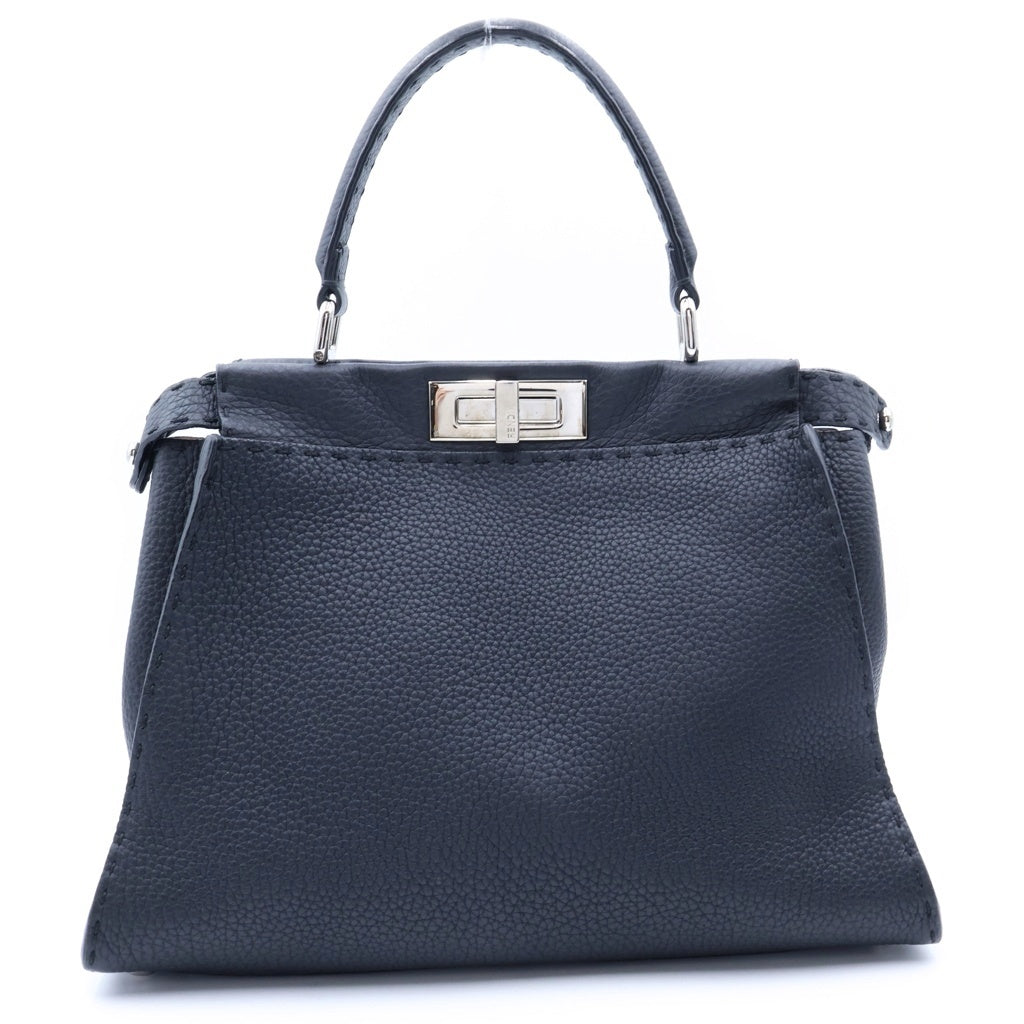 FENDI(フェンディ) ピーカブー セレリア ミディアム レギュラー 2WAYハンドバッグ ショルダーバッグ ブラック レザー 8BN290 シルバー金具 レディース