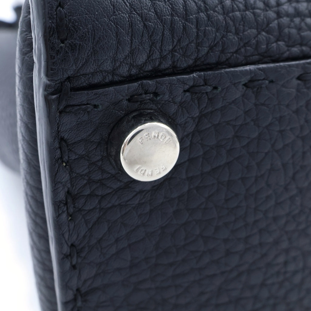 FENDI(フェンディ) ピーカブー セレリア ミディアム レギュラー 2WAYハンドバッグ ショルダーバッグ ブラック レザー 8BN290 シルバー金具 レディース