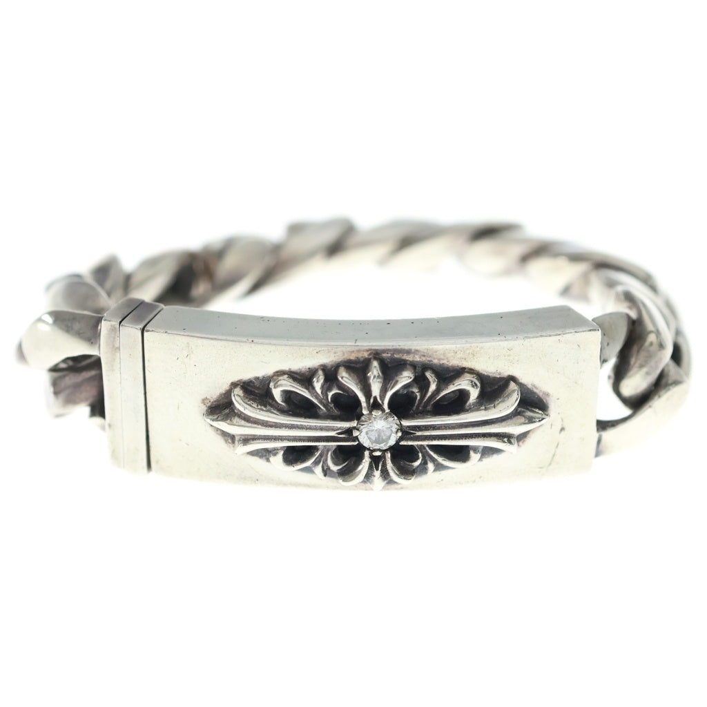 CHROME HEARTS(クロムハーツ) ID FLORAL CRS 1D フローラルクロスIDクラシックリンク 1ダイヤ ブレスレット 11LINK シルバー