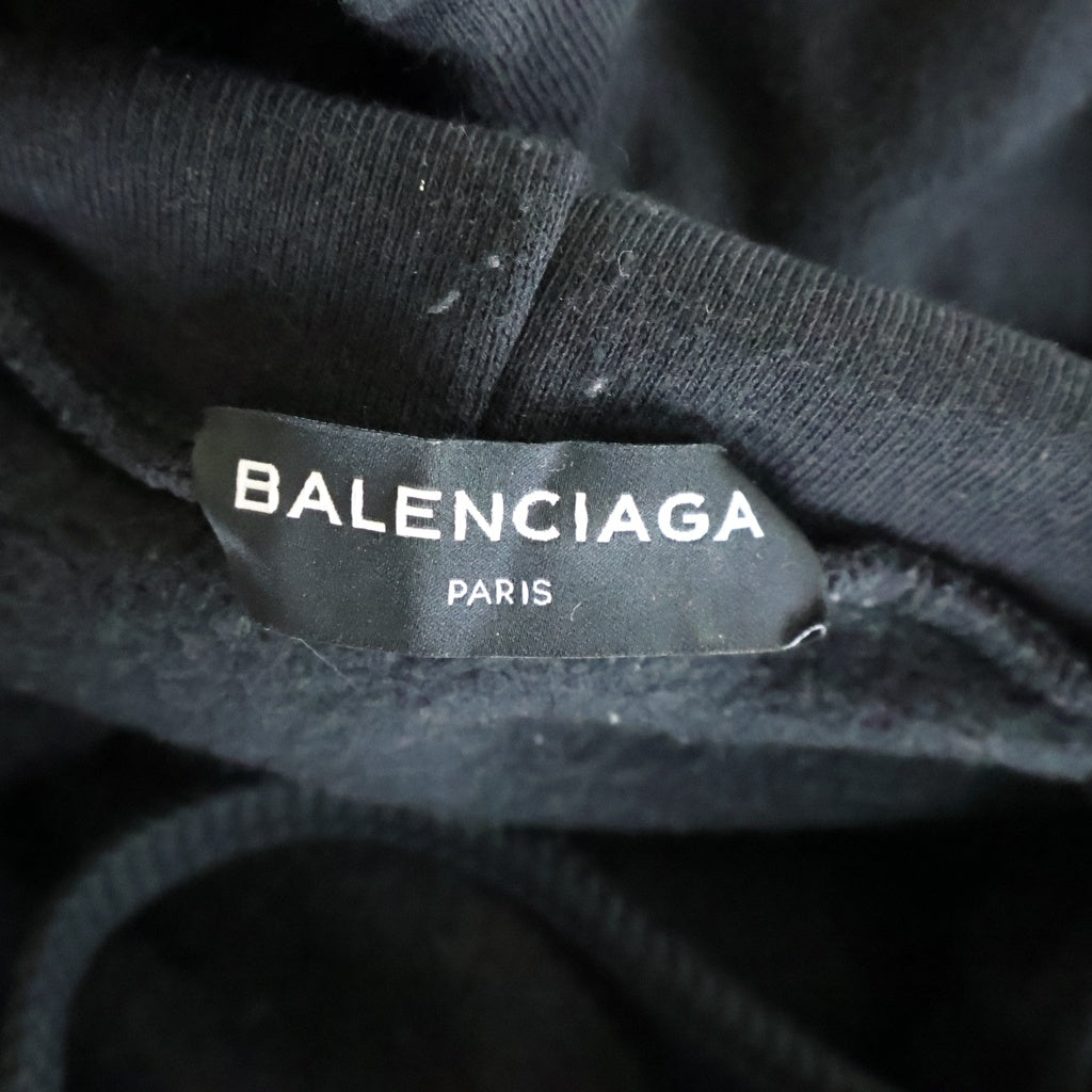 BALENCIAGA(バレンシアガ) 17SS Feel Fine カットオフ プルオーバーパーカー フーディー ブラック 509508 TYK47