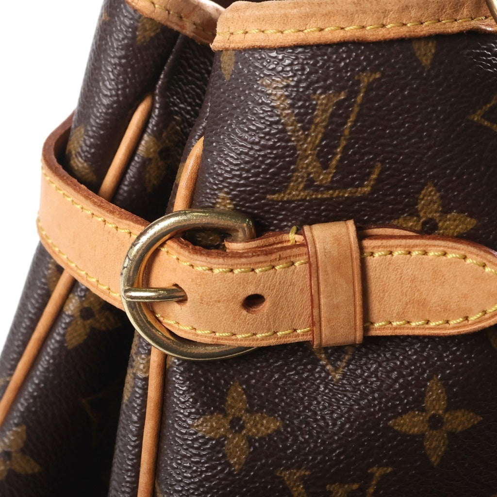 LOUIS VUITTON(ルイヴィトン) モノグラム バティニョールヴェルティカル トートバッグ ハンドバッグ ブラウン レザー×PVC M51153 ゴールド金具 レディース