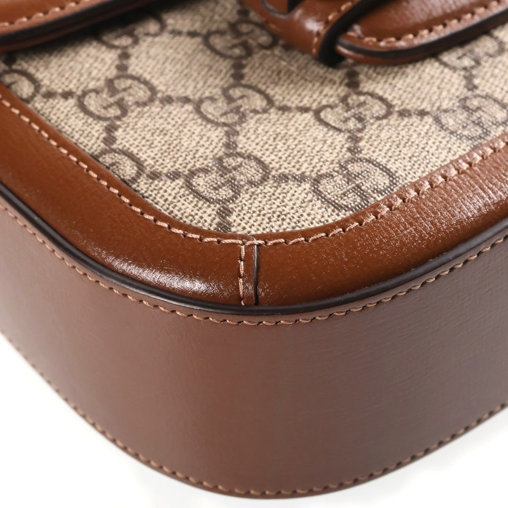 GUCCI(グッチ) ホースビット ショルダーバッグ ブラウン レザー×PVC 658574 ゴールド金具 レディース