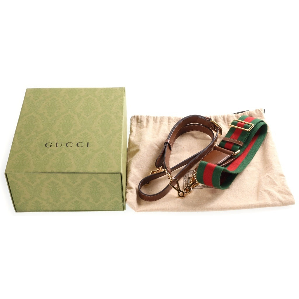 GUCCI(グッチ) ホースビット ショルダーバッグ ブラウン レザー×PVC 658574 ゴールド金具 レディース