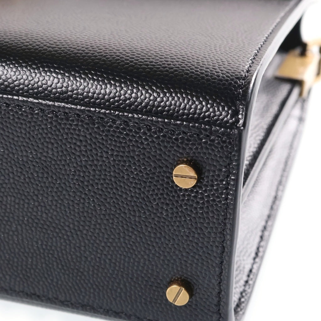 SAINT LAURENT PARIS(サンローランパリ) カサンドラ 2WAYハンドルバッグ ミニ ショルダーバッグ ブラック レザー 578000 ゴールド金具 レディース