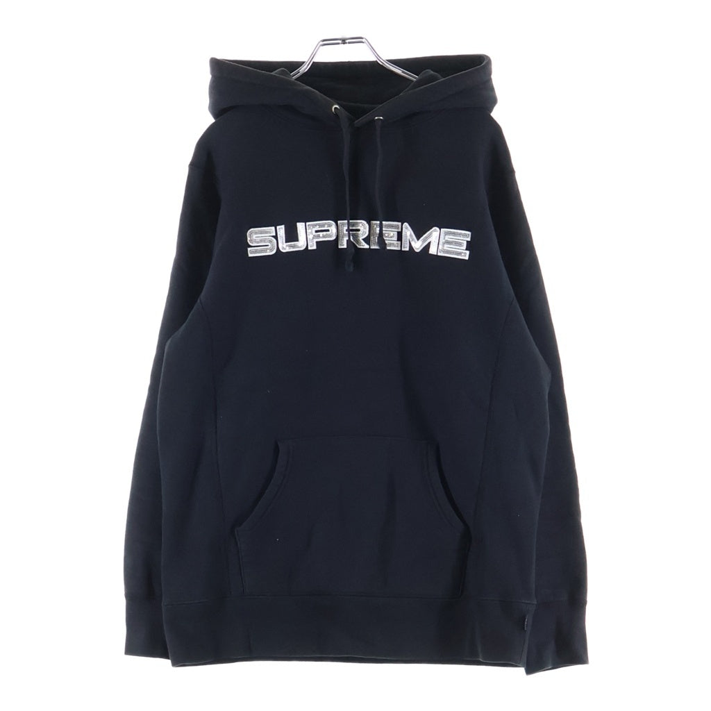 SUPREME(シュプリーム) 17SS Sequin Logo Hooded Sweatshirt スパンコールロゴプルオーバーパーカー ブラック フーディ
