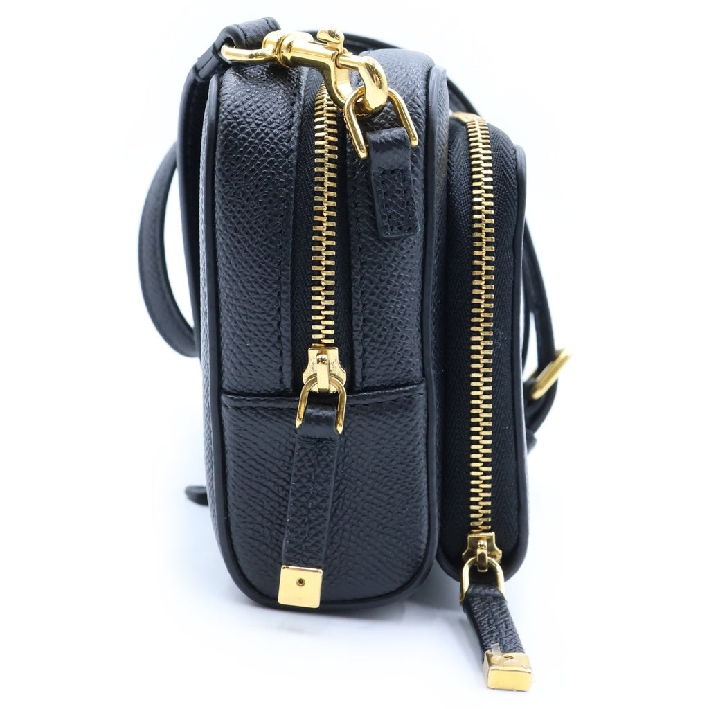 DIOR(ディオール) カロ ダブルポーチショルダーバッグ ブラック レザー S7431UBAE ゴールド金具 レディース