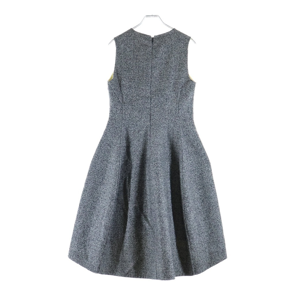 Christian Dior(クリスチャンディオール) カシミヤ・アンゴラブレンド アシンメトリーバックジップ ノースリーブフレアワンピース グレー 3H20625A2220 レディース