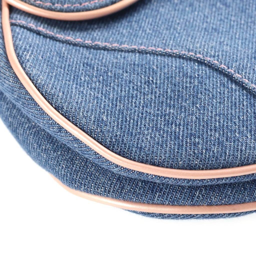Christian Dior(クリスチャンディオール) 00s VINTAGE Denim Saddle Bag ガリアーノ期 デニムサドルバッグ ショルダーバッグ インディゴ/ピンク