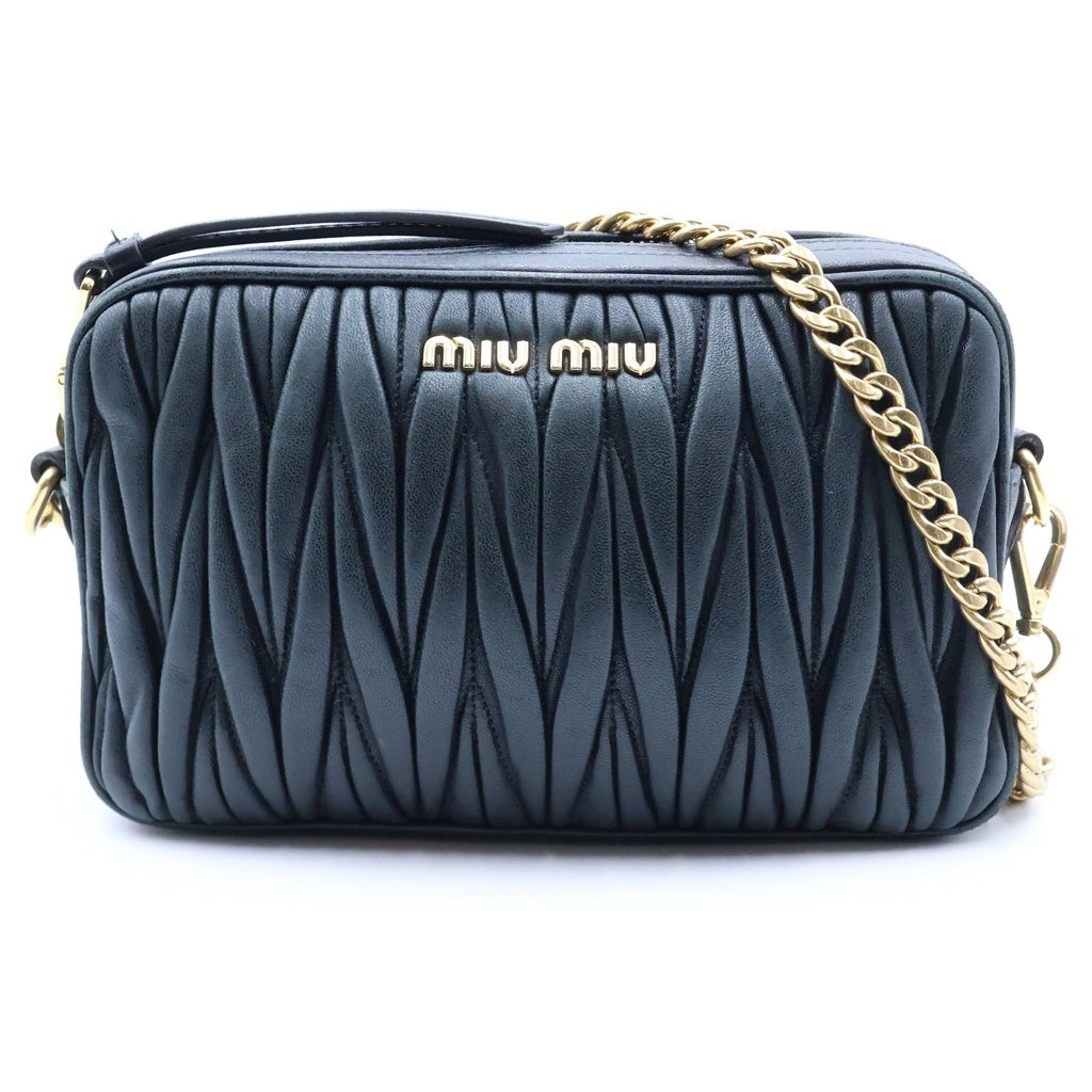 miumiu(ミュウミュウ) マテラッセ チェーンショルダーバッグ ミニバッグ ブラック ナッパレザー ゴールド金具 レディース