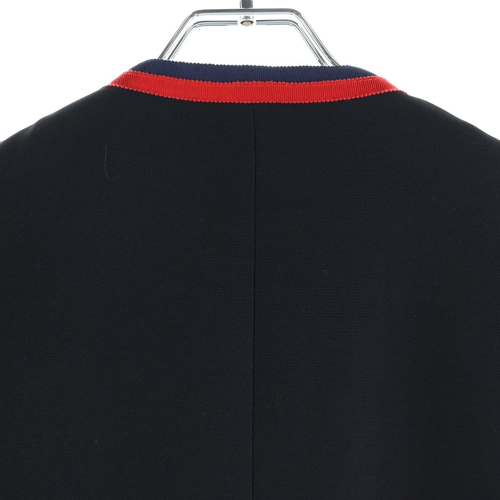 GUCCI(グッチ) ノーカラー ジャケット アウター GG パールボタン ブラック/レッド 482665 ZHM18 レディース