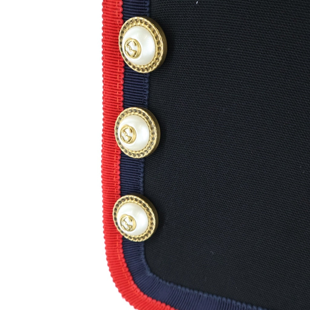 GUCCI(グッチ) ノーカラー ジャケット アウター GG パールボタン ブラック/レッド 482665 ZHM18 レディース