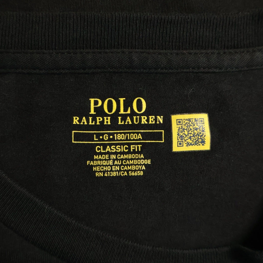 RALPH LAUREN(ラルフローレン) ロゴ刺繍 ポケット 半袖Tシャツ カットソー ブラック レディース