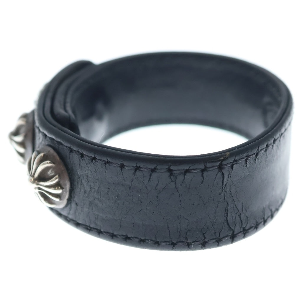 CHROME HEARTS(クロムハーツ) BTN 2SNP クロスボール 3ボタン2スナップ レザーブレスレット ブラック/シルバー BCA123