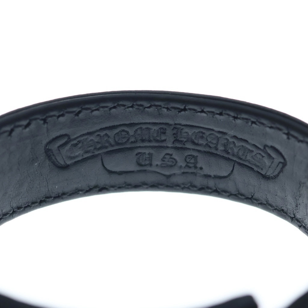 CHROME HEARTS(クロムハーツ) BTN 2SNP クロスボール 3ボタン2スナップ レザーブレスレット ブラック/シルバー BCA123