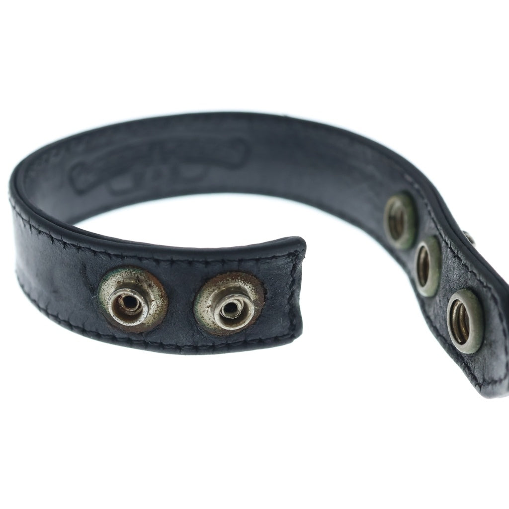 CHROME HEARTS(クロムハーツ) BTN 2SNP クロスボール 3ボタン2スナップ レザーブレスレット ブラック/シルバー BCA123