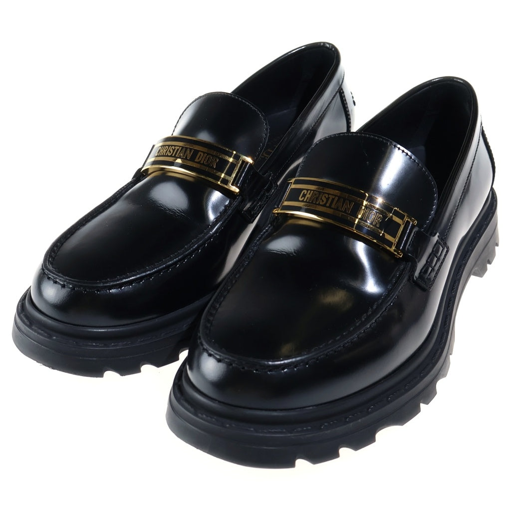 Christian Dior(クリスチャンディオール) ロゴプレート コードレザーローファー ブラック レディース