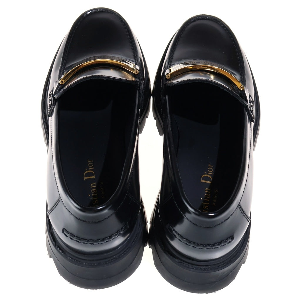 Christian Dior(クリスチャンディオール) ロゴプレート コードレザーローファー ブラック レディース