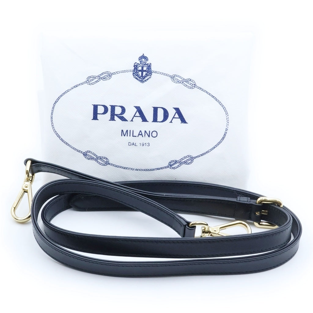 PRADA(プラダ) ギャザー ハンドバッグ 2wayショルダー ナイロン レザー ブラック 1BA173 レディース