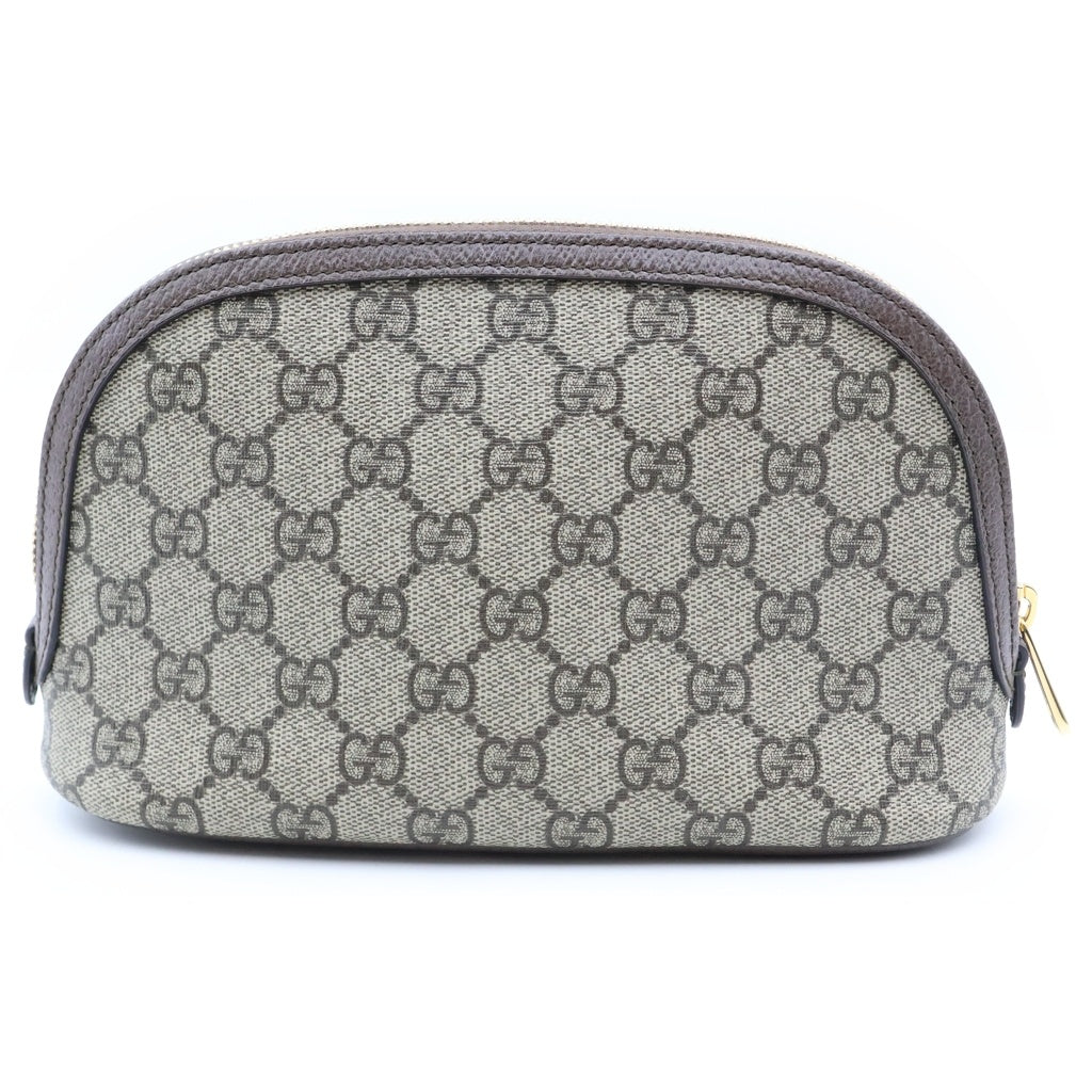 GUCCI(グッチ) GGスプリーム オフィディア ラージ コスメティックケース メイクポーチ ブラウンベージュ レザー×PVC 625551 ゴールド金具 レディース