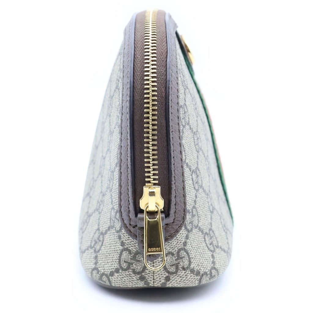 GUCCI(グッチ) GGスプリーム オフィディア ラージ コスメティックケース メイクポーチ ブラウンベージュ レザー×PVC 625551 ゴールド金具 レディース