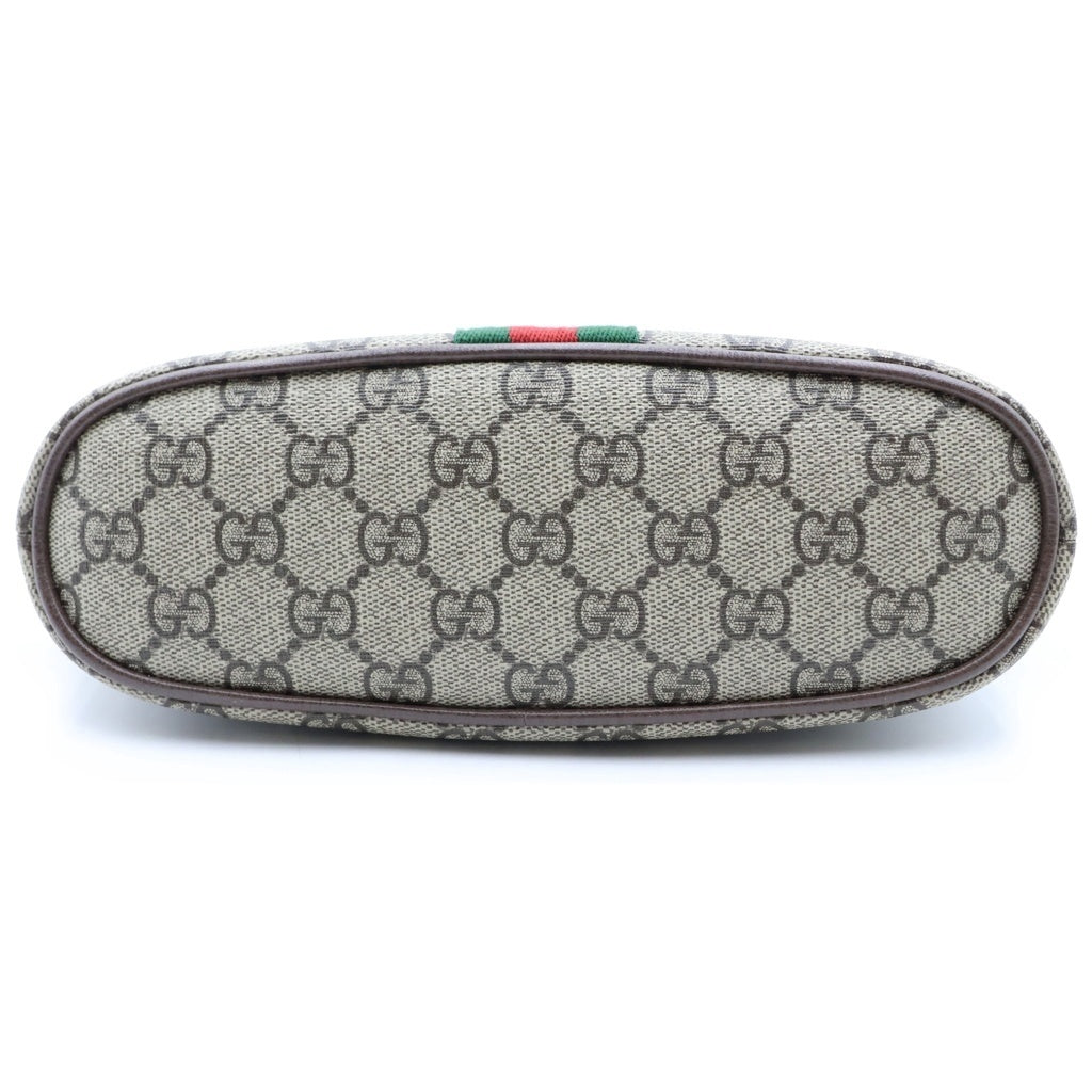 GUCCI(グッチ) GGスプリーム オフィディア ラージ コスメティックケース メイクポーチ ブラウンベージュ レザー×PVC 625551 ゴールド金具 レディース