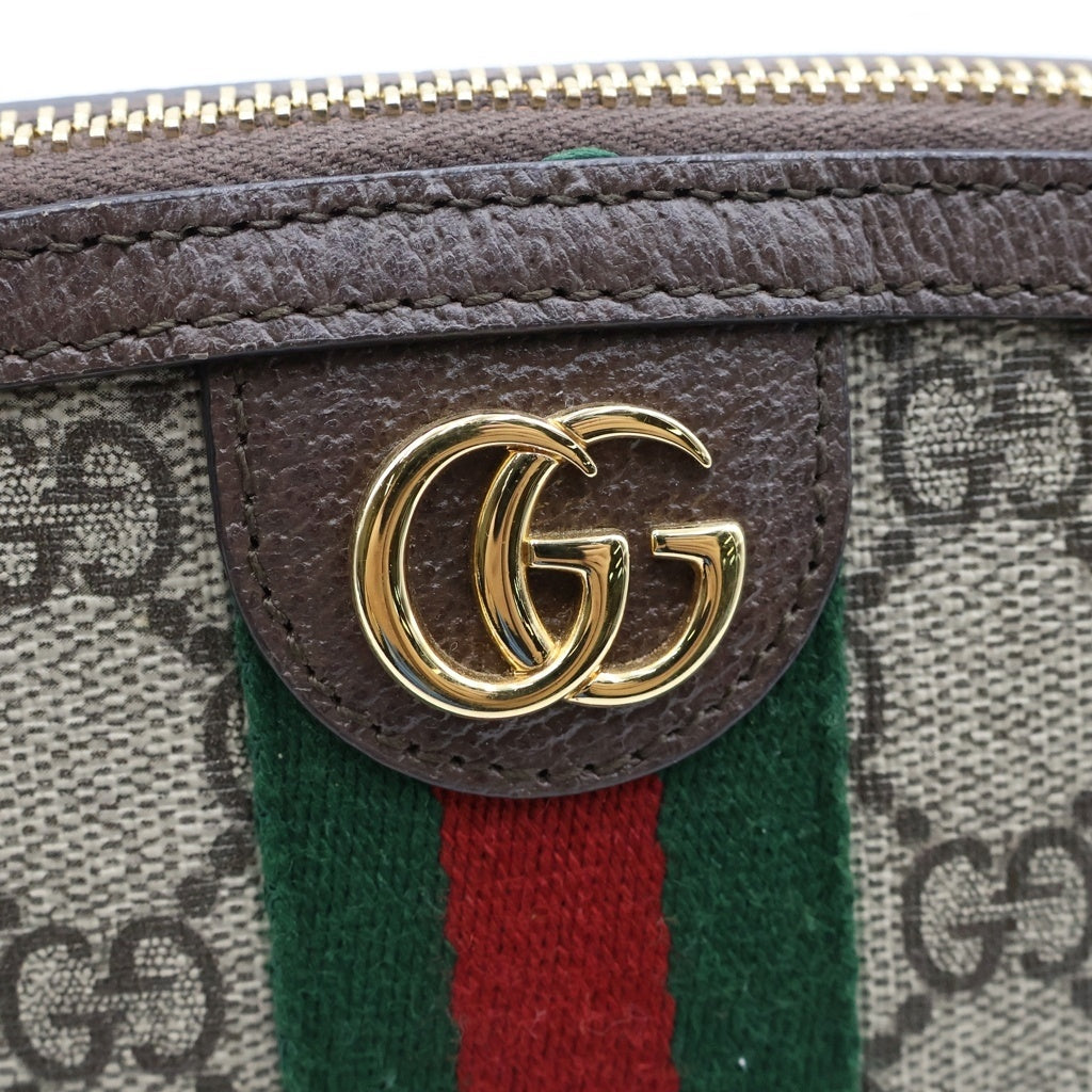 GUCCI(グッチ) GGスプリーム オフィディア ラージ コスメティックケース メイクポーチ ブラウンベージュ レザー×PVC 625551 ゴールド金具 レディース