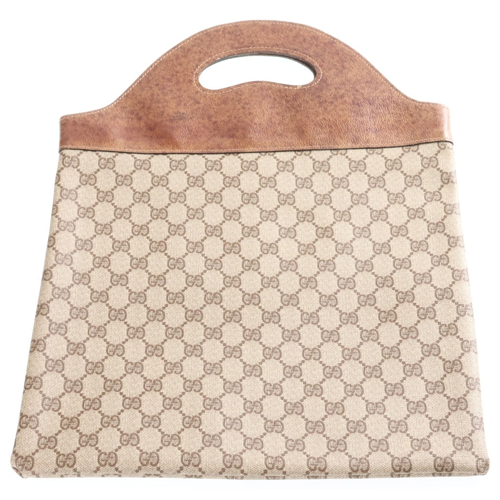 GUCCI(グッチ) ヴィンテージ グッチ GGスプリーム ハンドバッグ レザー ブラウン