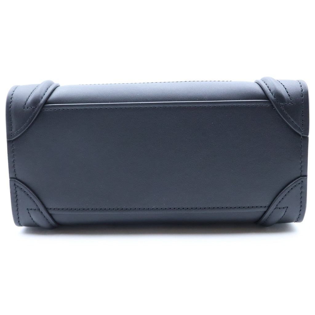 CELINE(セリーヌ) ラゲージナノ 2WAYハンドバッグ ショルダーバッグ ブラック レザー ゴールド金具 レディース