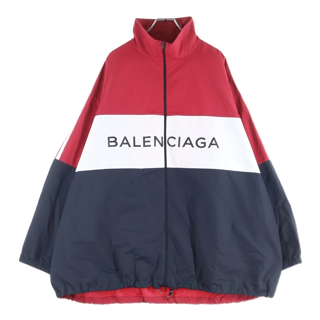 BALENCIAGA(バレンシアガ) TRACKSUIT POPLIN SHIRT JACKET ジャケット ナイロン レッド×ブラック×ホワイト 508903