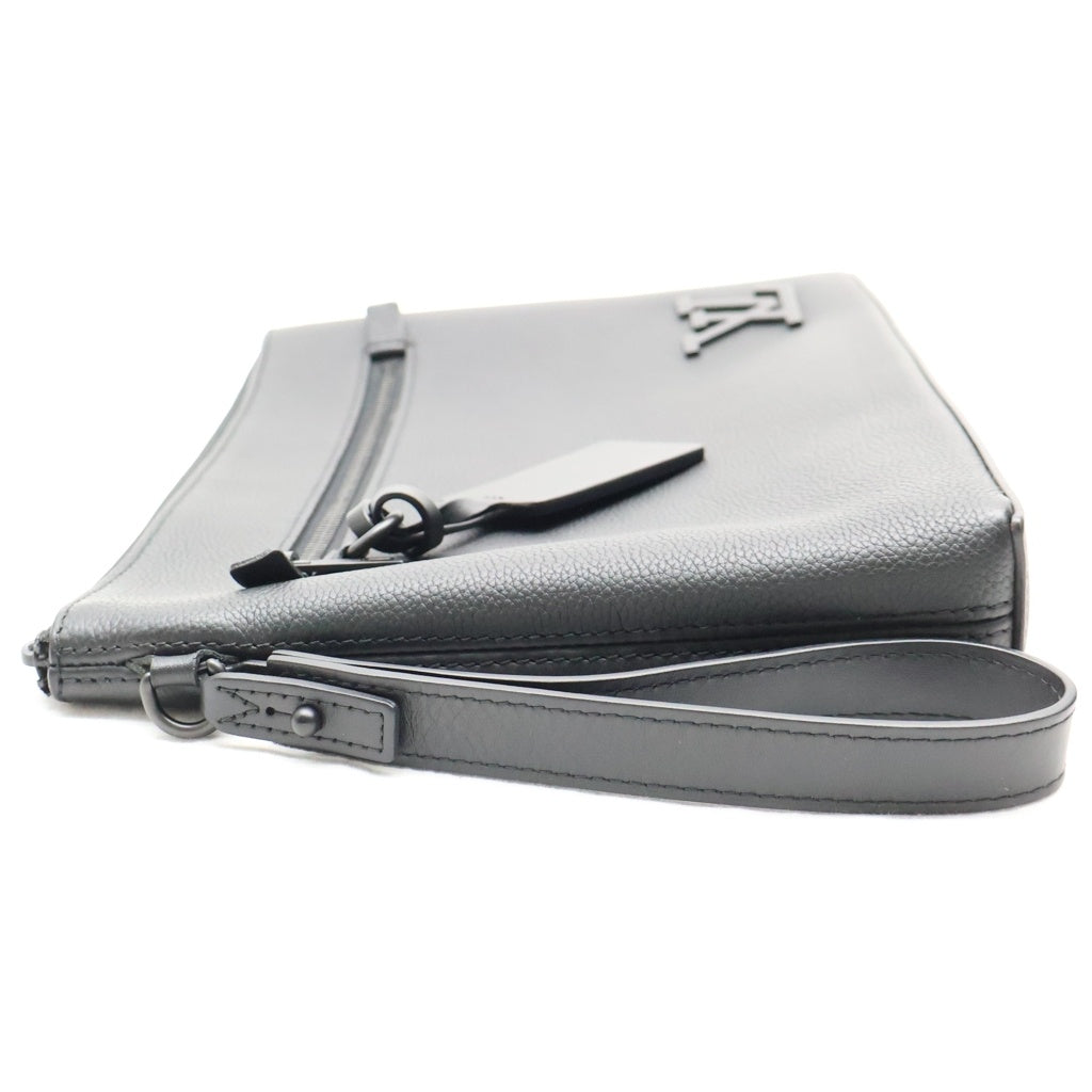 LOUIS VUITTON(ルイヴィトン) LVアエログラム ポシェットクラッチバッグ セカンドバッグ ブラック ノワール レザー×PVC M69837