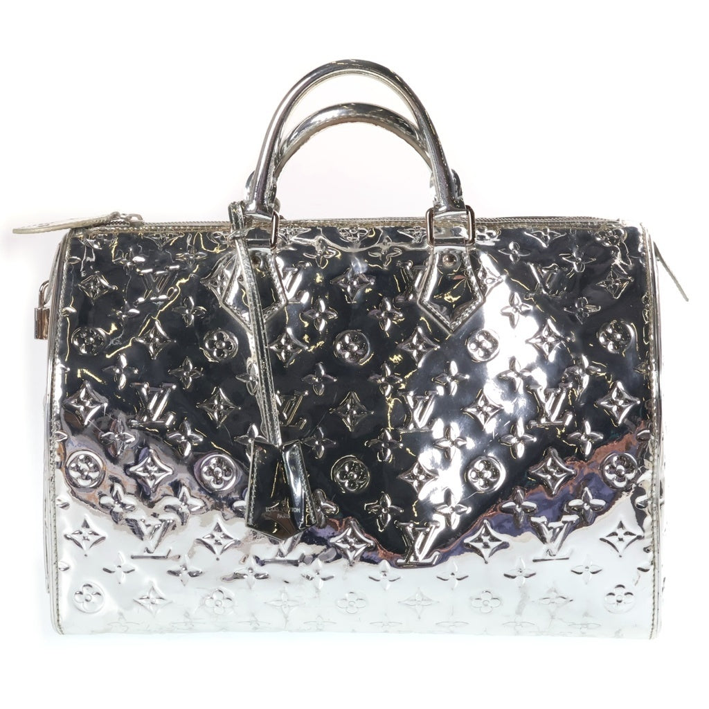 LOUIS VUITTON(ルイヴィトン) モノグラムミロワール スピーディ35 ハンドバッグ ミニボストン シルバー パテント M95786 レディース